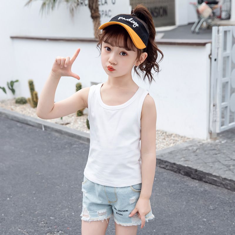 童装背心吊带弹力女童夏装纯色无袖