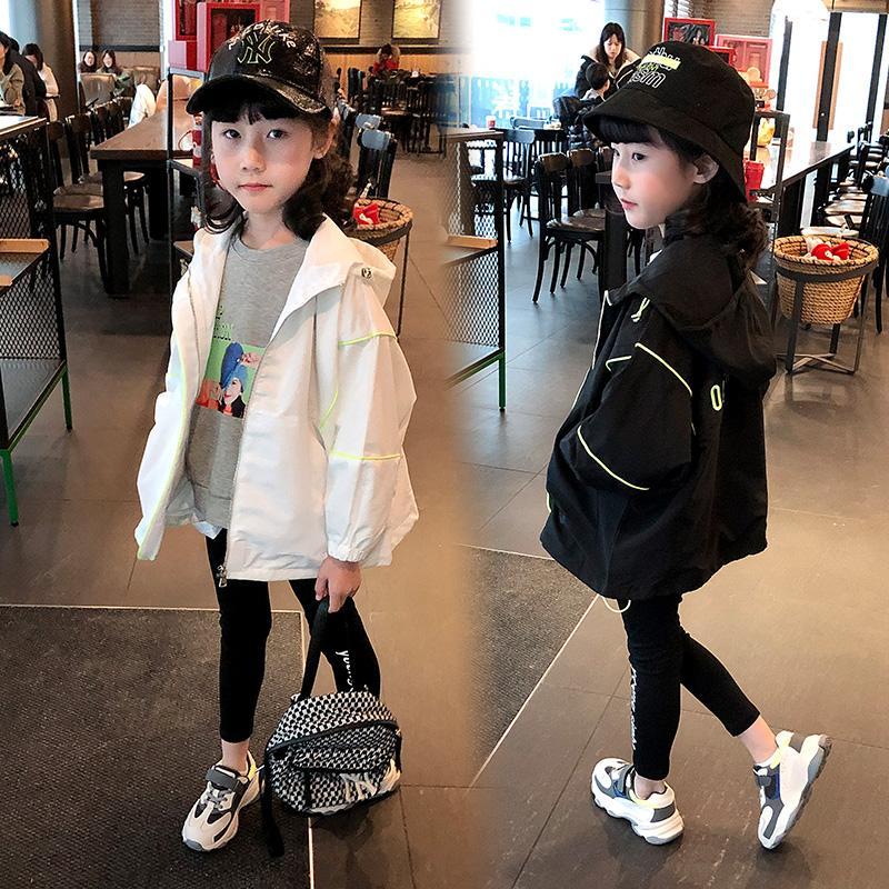 女童連帽外套2023春裝新款中大童春季夾克衫兒童洋氣寬鬆衝鋒衣潮