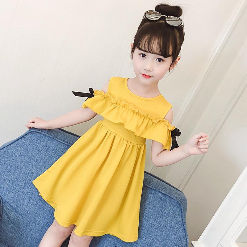 Children's dress summer dress 2021 new Korean children's princess skirt summer little girl off shoulder skirt 25 [finished on March 22]