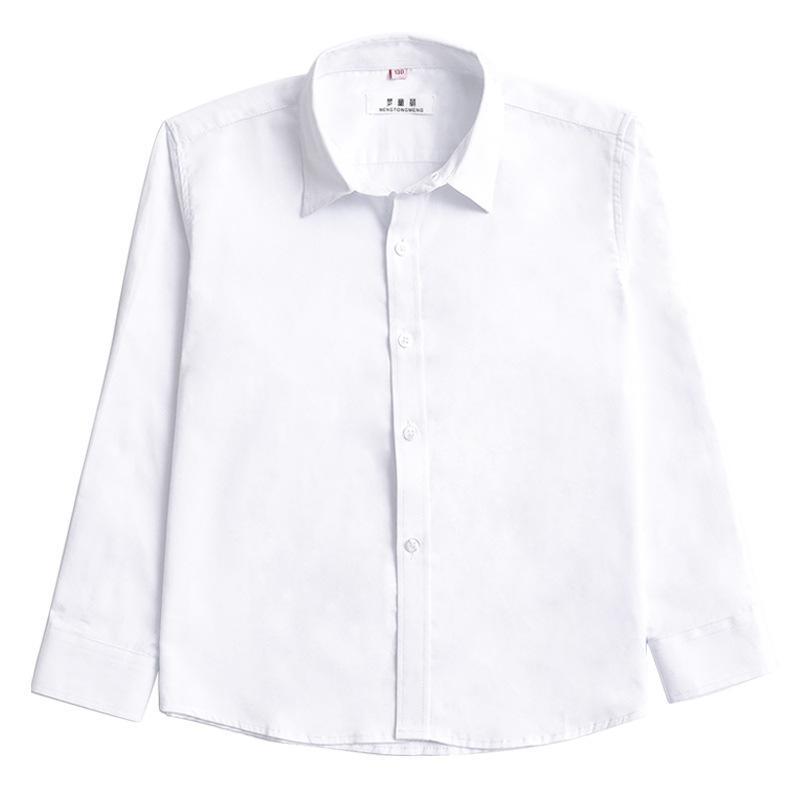 Children's white shirt plus fat plus size long-sleeved cotton fat children's clothing boys and girls middle and big children's white shirt loose spring and autumn