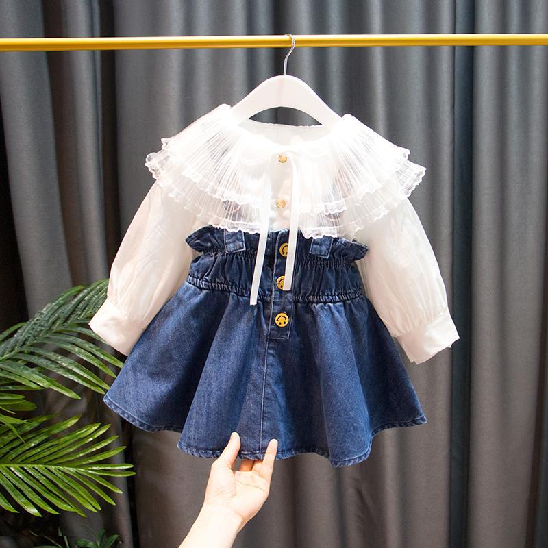Girl's clothes spring 2020 new 1-4-year-old baby's Korean jeans suspender skirt dress