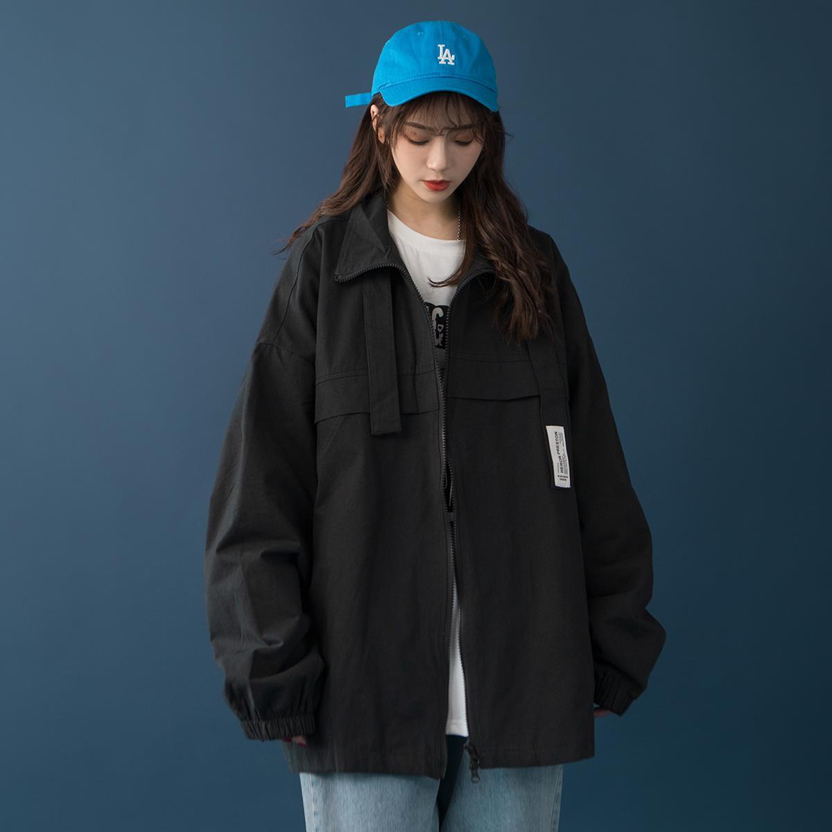 Pilot jacket female Korean version loose tooling baseball uniform ins Hong Kong style retro BF lazy style student jacket tide