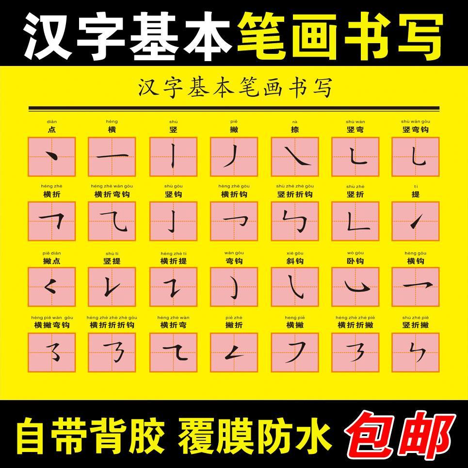 小学汉字基本知识挂图笔画书写偏旁部首笔顺常用笔画名称顺序墙贴