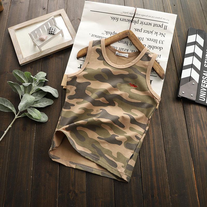 2023 new summer boys' vest pure cotton camouflage medium and large children's vest sleeveless boy suspenders Korean version thin