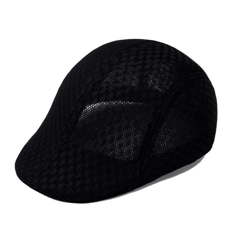 Sun hat summer breathable beret cap peaked mesh hollow solid color beret hat sunscreen men's and women's mesh cap
