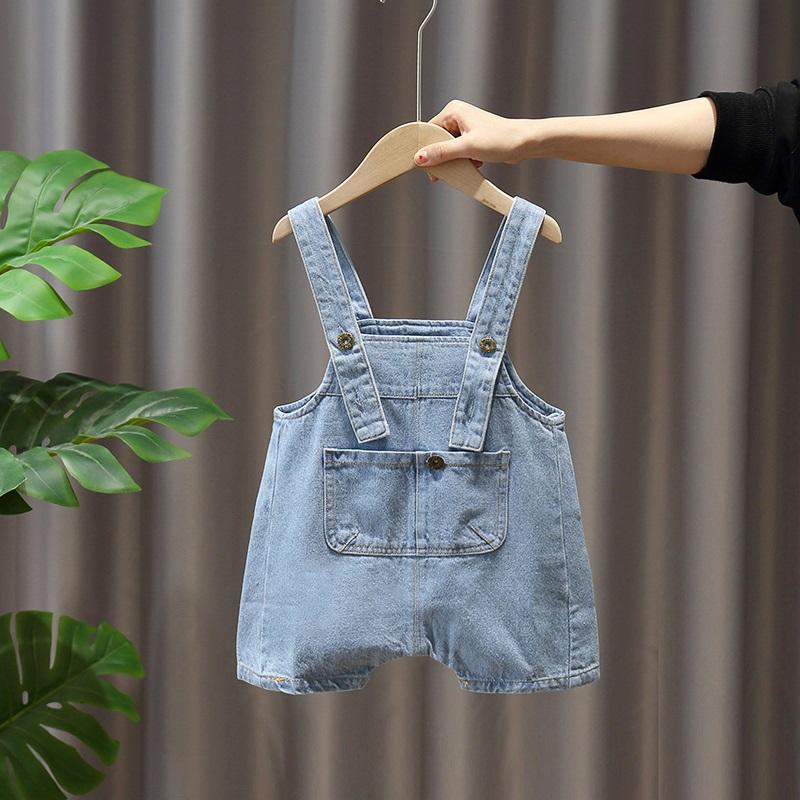 Boys and girls baby denim backpack Shorts Kids 2020 new summer baby Korean style children's suspenders fashion