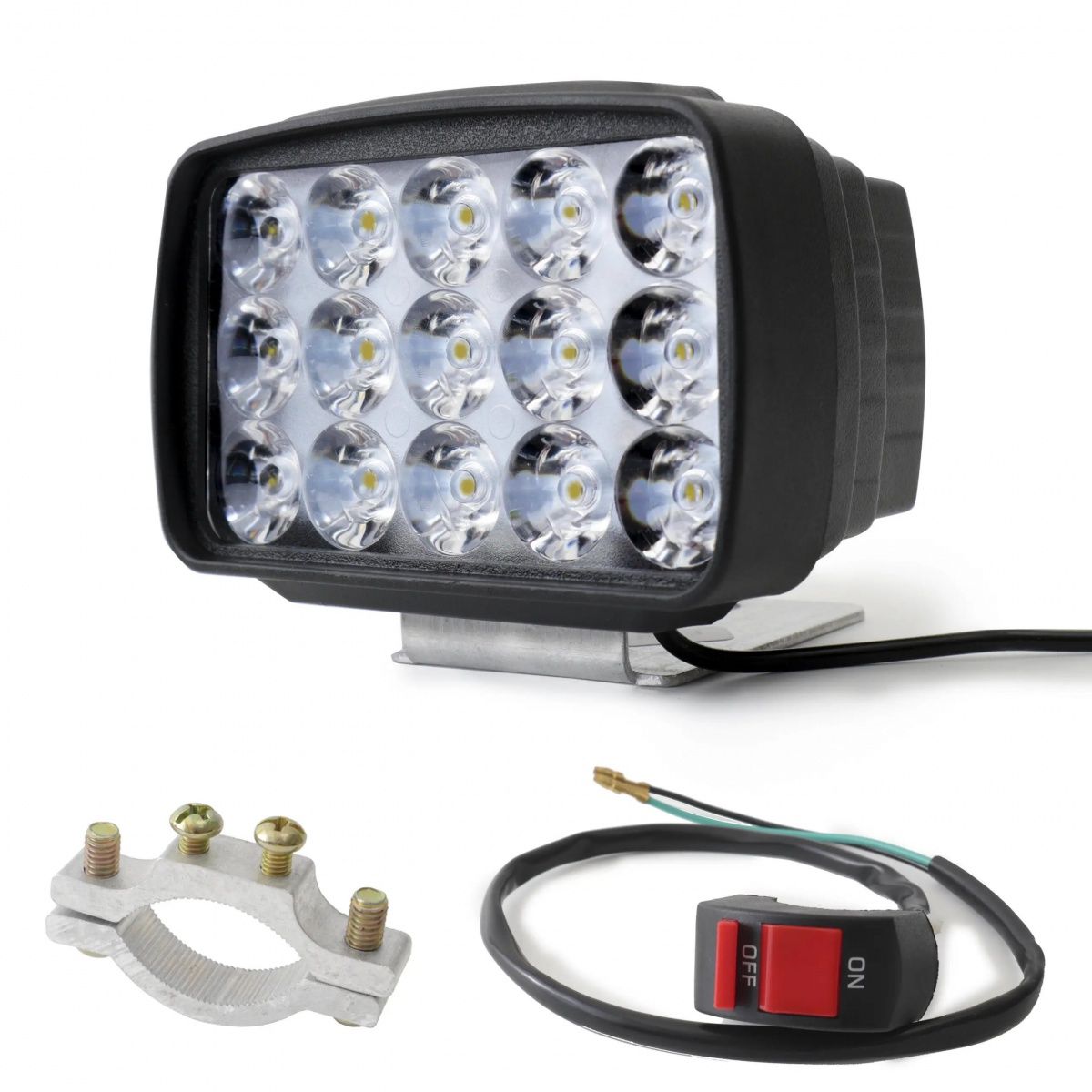 电动车摩托车超亮led灯三轮车大灯改装流氓射灯外置聚光12-80伏