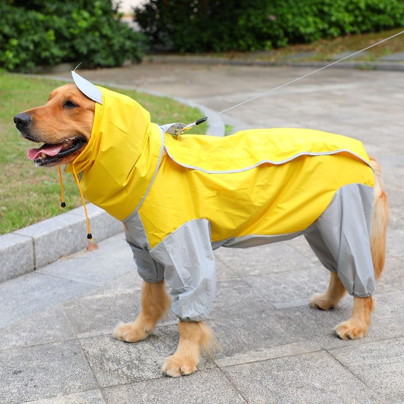 Big dog raincoat golden raincoat dog Samoye medium sized big dog all inclusive four legged pet waterproof big dog clothes