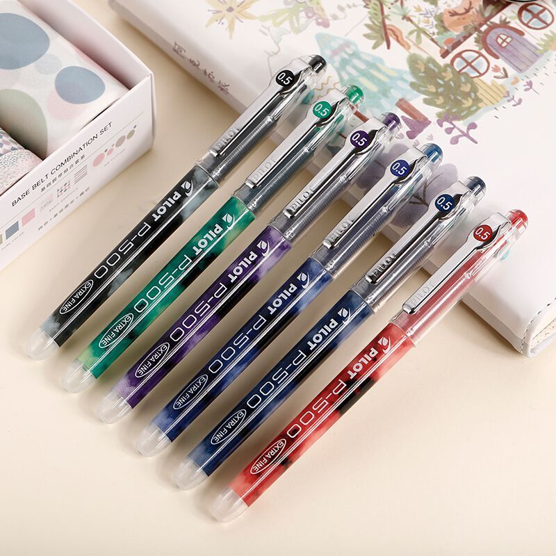 日本pilot百乐p500中性笔学生考试专用笔针管直液式签字水笔05mm