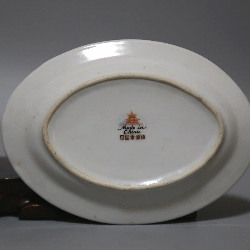 景德镇革文瓷器老厂货瓷器包老70年代末宇宙瓷厂小鱼形盘牡丹花