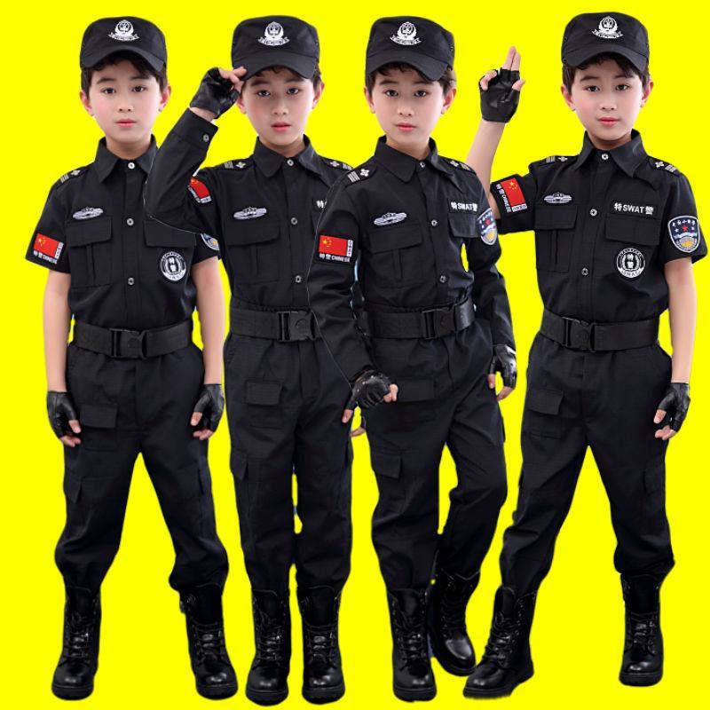 兒童小軍裝特警衣服套裝幼兒園小孩男女童表演服小交警小警察制服