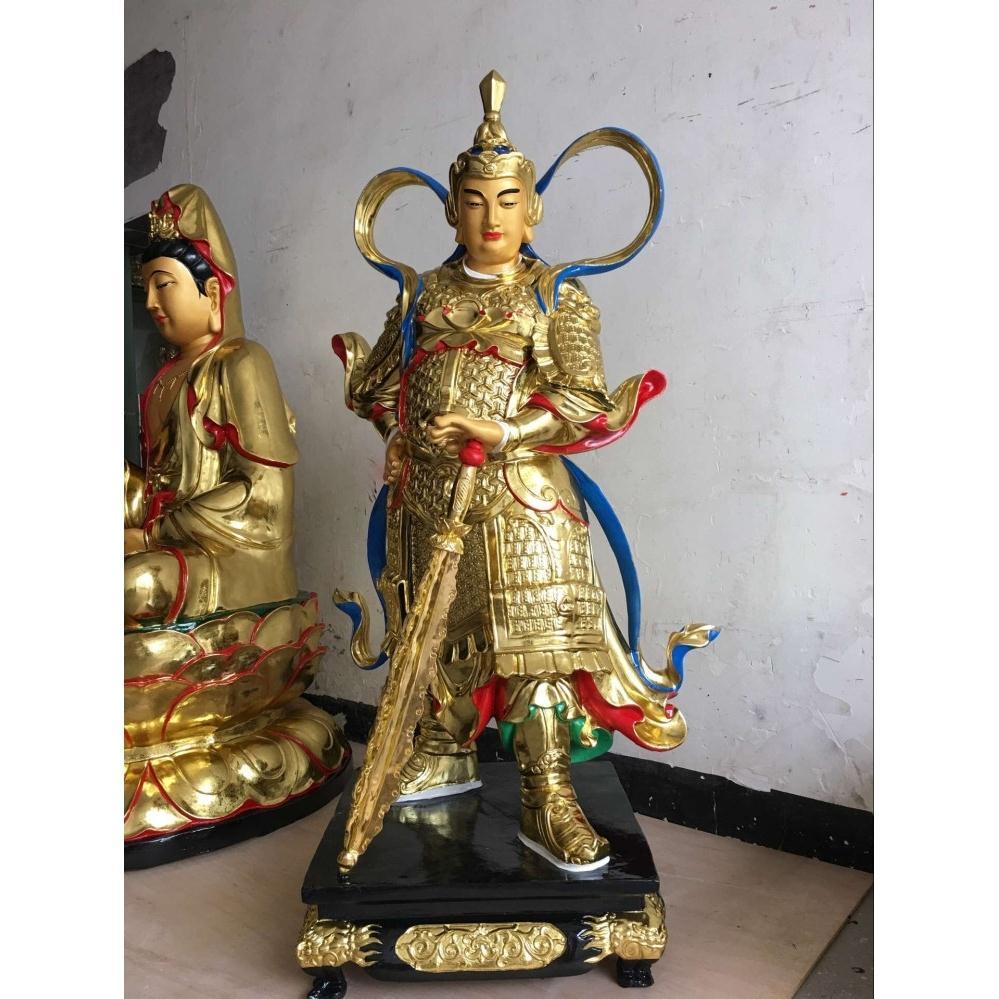 厂家直销佛教用品 树脂佛像玻璃钢 鎏金彩绘1米6站韦陀菩萨 韦驮【3月