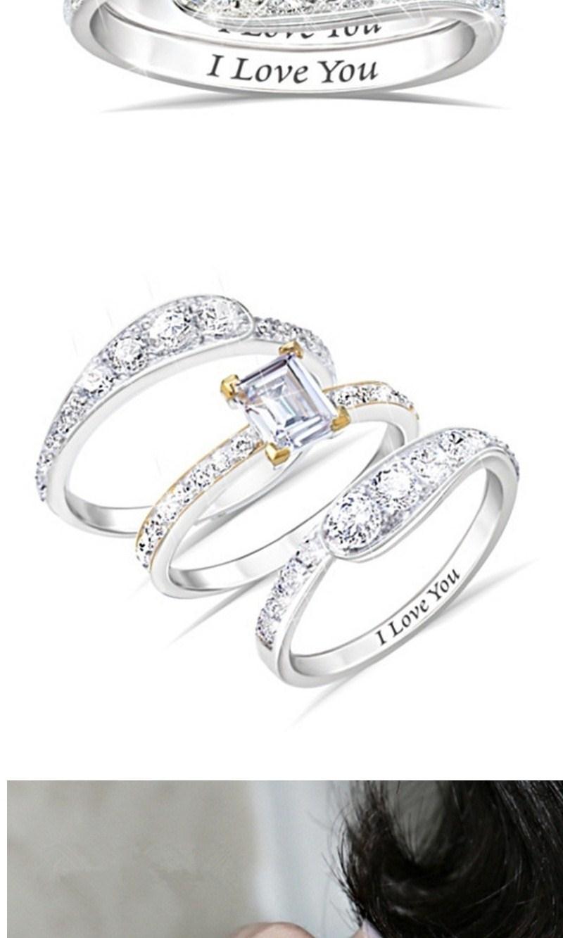 Micro-set Diamond Ring Three-piece Set For Women Engagement_voghion.com