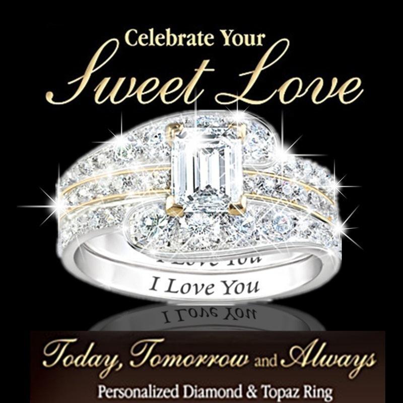 Micro-set Diamond Ring Three-piece Set For Women Engagement_voghion.com