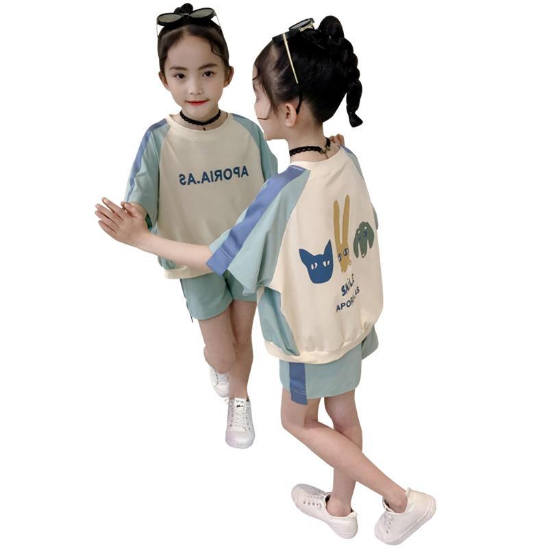 女童短袖套装新款韩版夏装儿童中大童洋气运动休闲短裤两件套