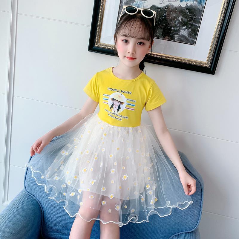 Girls' summer dress 2020 new pengpeng gauze dress children's dress little girl's skirt children's super foreign Princess Dress