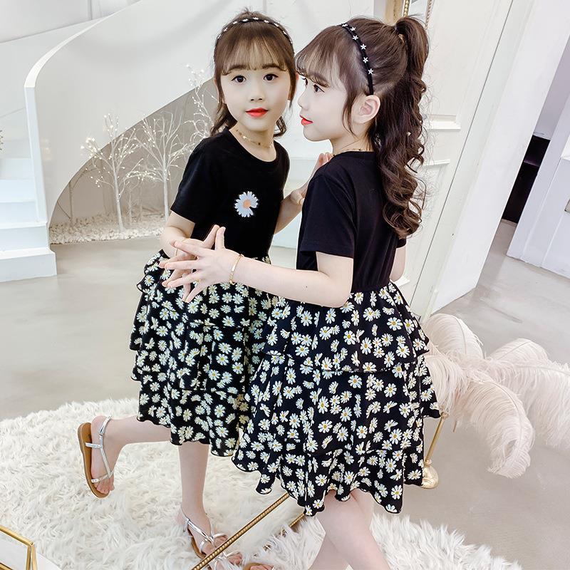 韓國女童不規則公主洋氣連衣裙2023夏裝新款中大童韓版短袖蛋糕裙