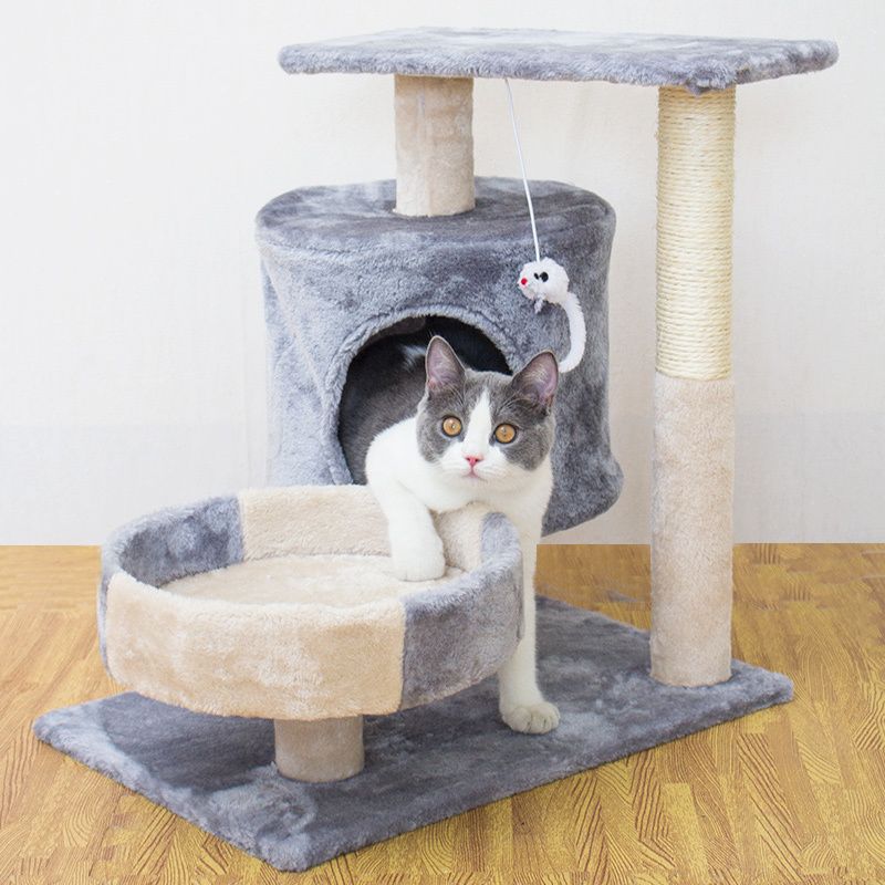 Cat climbing frame, cat nest, cat tree integrated small villa, cat grabbing board claw grinder, four seasons universal net, red solid wood tree house