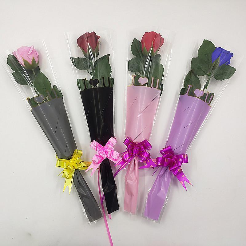 玫瑰花包装袋透明单支袋一朵花束袋子单枝鲜花包装纸康乃馨单只袋