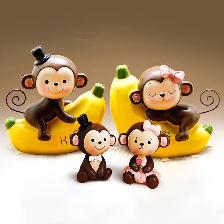 创意小猴子摆件韩国电视柜可爱儿童房家居装饰品车内汽车小摆件女