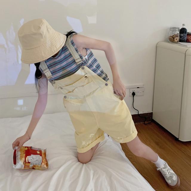 Summer 2020 new school style reduced age cream yellow casual breeches loose small wide leg shorts women