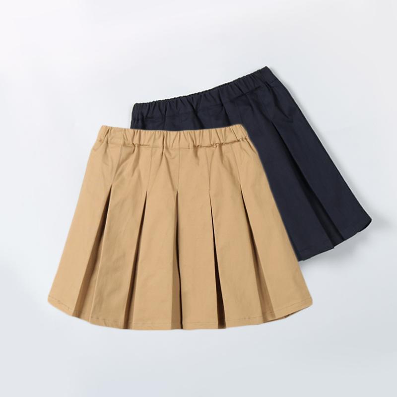 Girls' khaki beige skirt middle and big children's summer thin children's navy blue dark blue primary school uniform pleated skirt