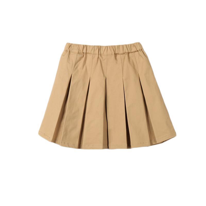 Girls' khaki beige skirt middle and big children's summer thin children's navy blue dark blue primary school uniform pleated skirt