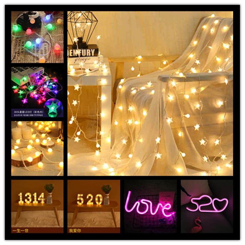 Net red neon lights with room decoration romantic bedroom creative led small color lights flashing string lights Star Lighting