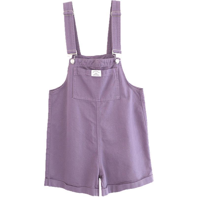 Summer 2020 new Korean version of small purple straight shoulder Jeans Shorts children's loose thin Jumpsuit