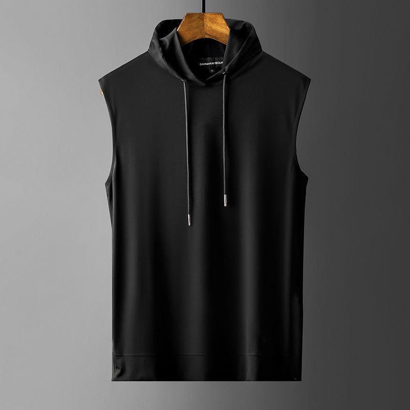 Sports Hooded Vest men's sleeveless Camille summer t-shirt men's running fitness breathable quick drying slim sweat vest