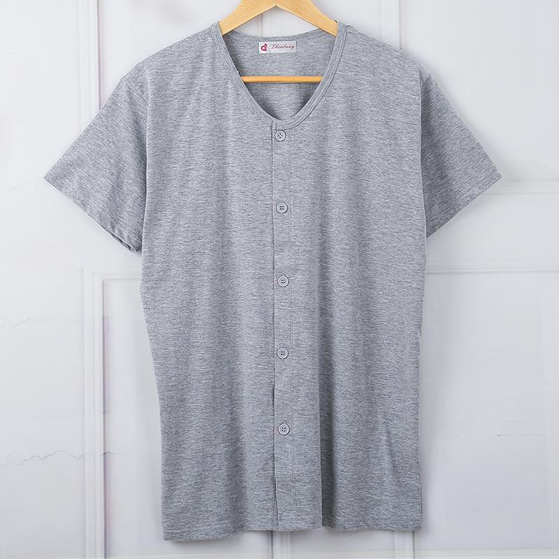 Men's short-sleeved cardigan pure cotton open body middle-aged and elderly people plus fat plus size cardigan sweatshirt half-sleeved home clothes thin