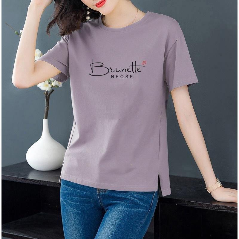 [100 cotton] short sleeve T-shirt for women 2020 summer new big fat mm printed Korean women's T-shirt