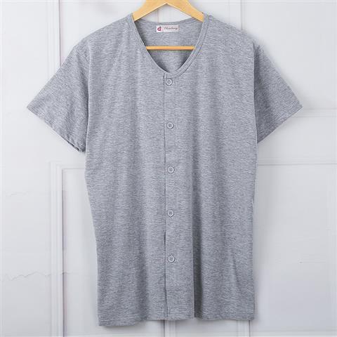 Men's short-sleeved cardigan pure cotton open body middle-aged and elderly people plus fat plus size cardigan sweatshirt half-sleeved home clothes thin