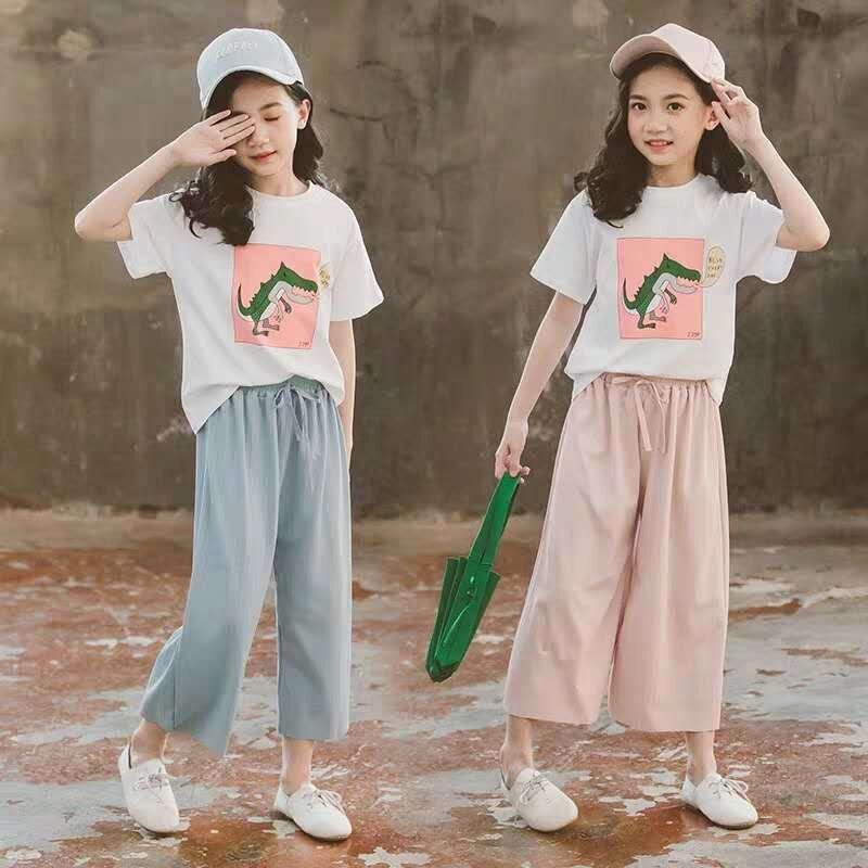 女童夏季套裝2023年新款超洋氣網紅時髦夏天中大童時尚夏裝兩件套