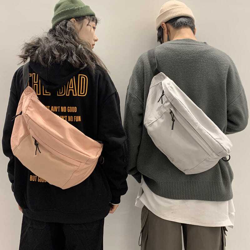 包包女帆布斜挎包 日系ins超火百搭大容量港風街頭潮牌胸包男腰包