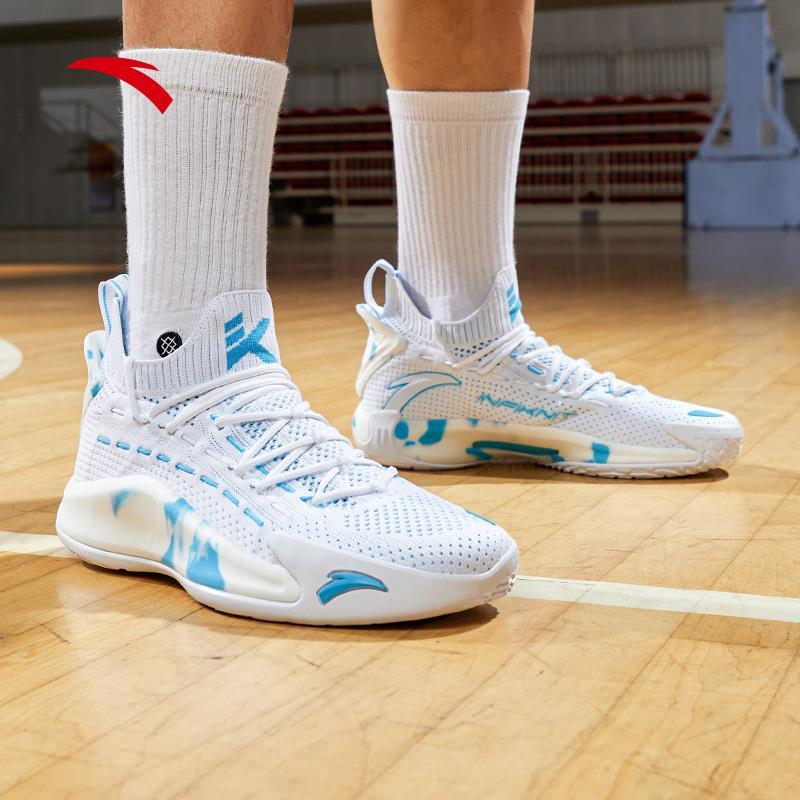 安踏篮球鞋男汤普森kt5战靴2020秋季新款耐磨高帮运动鞋112011101-领