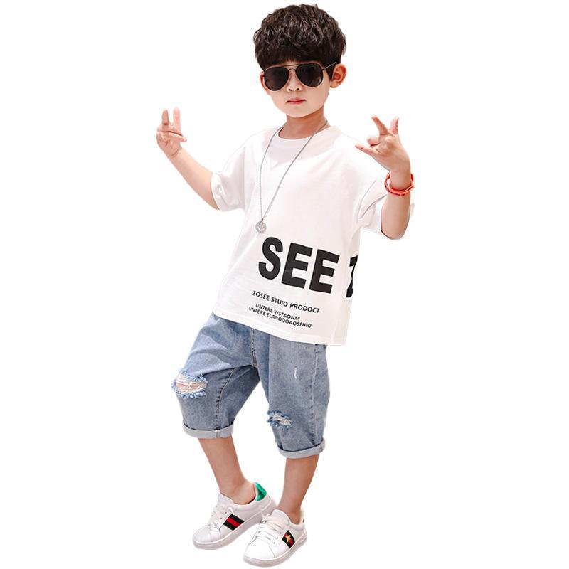 Children's clothing boys summer suit 2020 new CUHK boys handsome short sleeve foreign style summer Korean fashion clothes