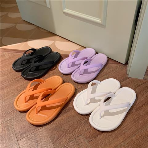 Couple flip flops ins tide non-slip bath thick bottom pinch sandals and slippers women net red beach shoes men