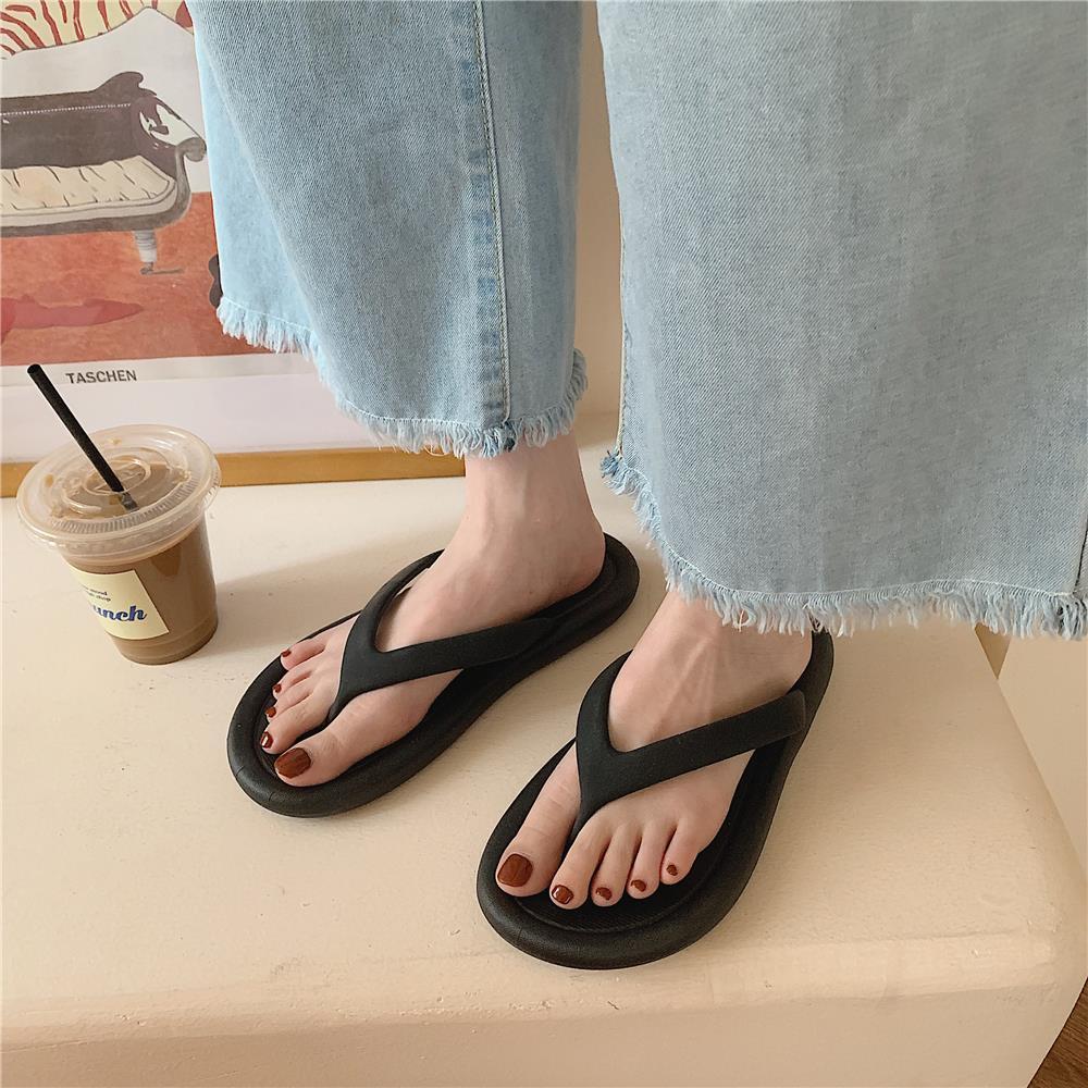 Couple flip flops ins tide non-slip bath thick bottom pinch sandals and slippers women net red beach shoes men
