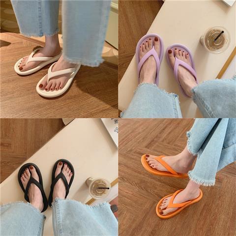 Couple flip flops ins tide non-slip bath thick bottom pinch sandals and slippers women net red beach shoes men