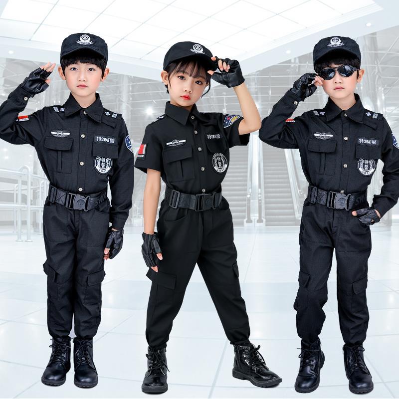 兒童小軍裝特警衣服套裝幼兒園小孩男女童表演服小交警小警察制服