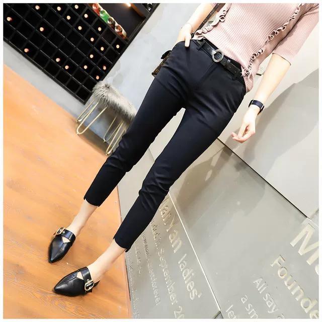[Give belt] Black casual pants women's nine points 2023 new Korean version of slim slim feet casual pants women's pants