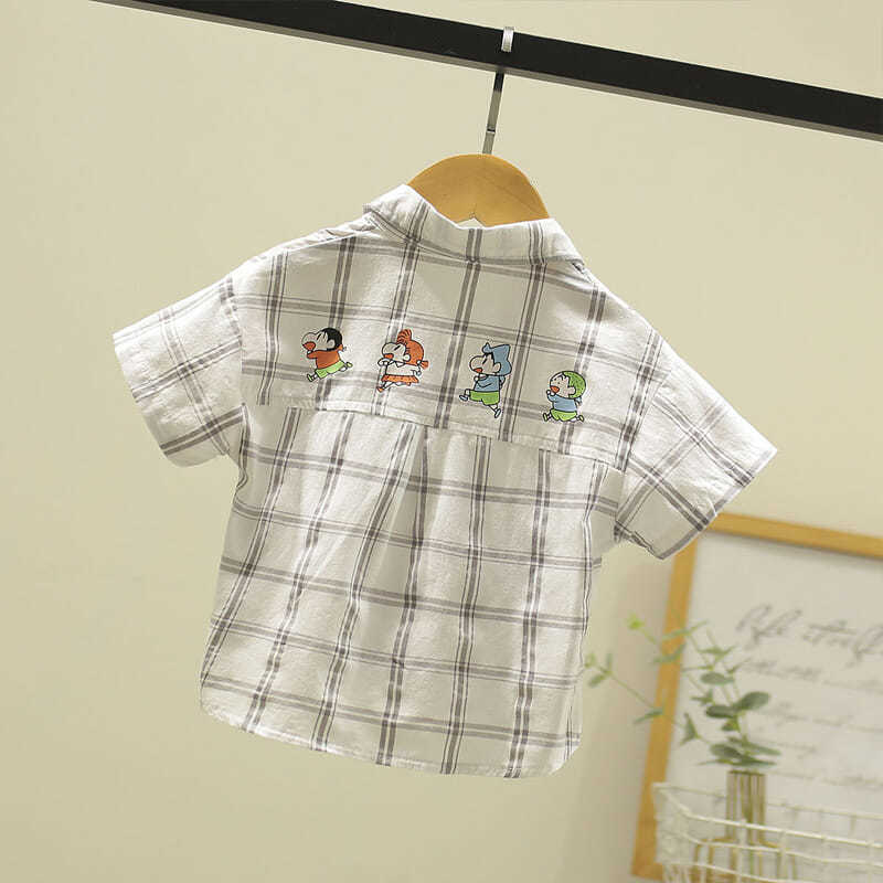 Children's Shirt Short Sleeve boys and girls' shirt summer new Korean fashion baby thin Plaid top
