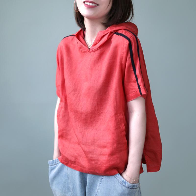 夏季女裝上衣女短款t恤衛衣女2023新款夏季女短袖女ins潮薄款連帽