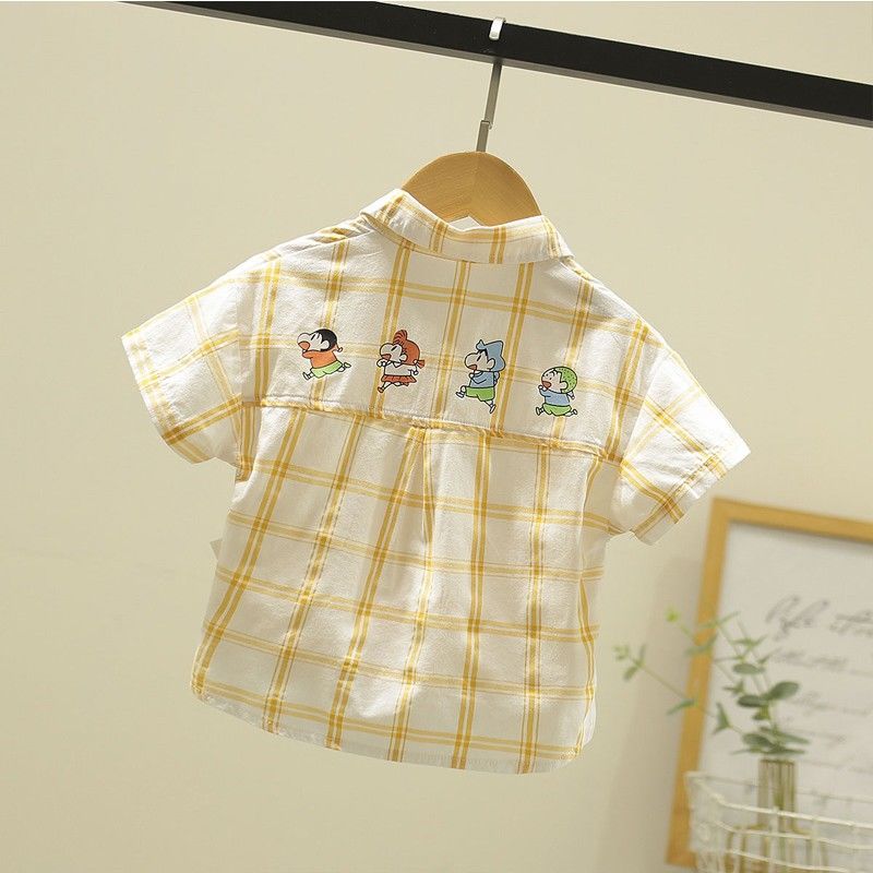 Children's Shirt Short Sleeve boys and girls' shirt summer new Korean fashion baby thin Plaid top