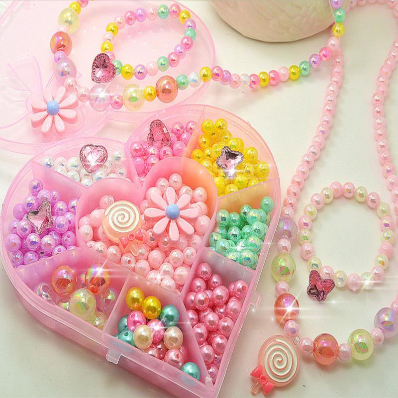 儿童手工串珠女孩玩具益智diy项链手工制作穿珠子材料包女孩礼物