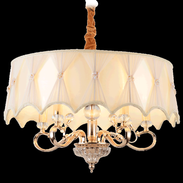 琪朗灯饰欧式吊灯圆形布艺卧室灯简欧水晶客厅灯温馨餐厅灯具0216