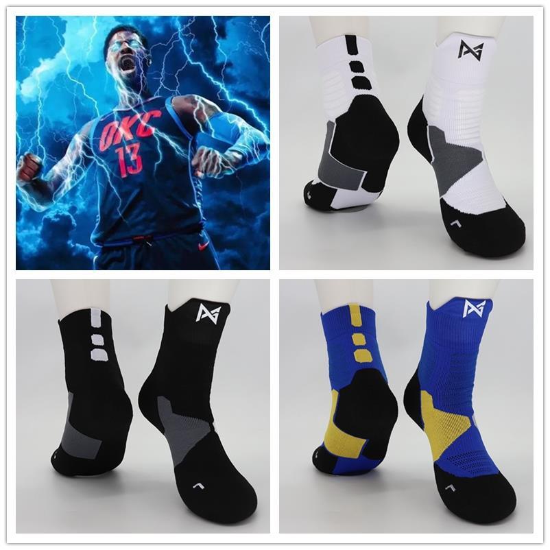 保罗乔治篮球袜子男pg13 socks防臭运动袜中短筒耐磨跑步袜毛巾底【3