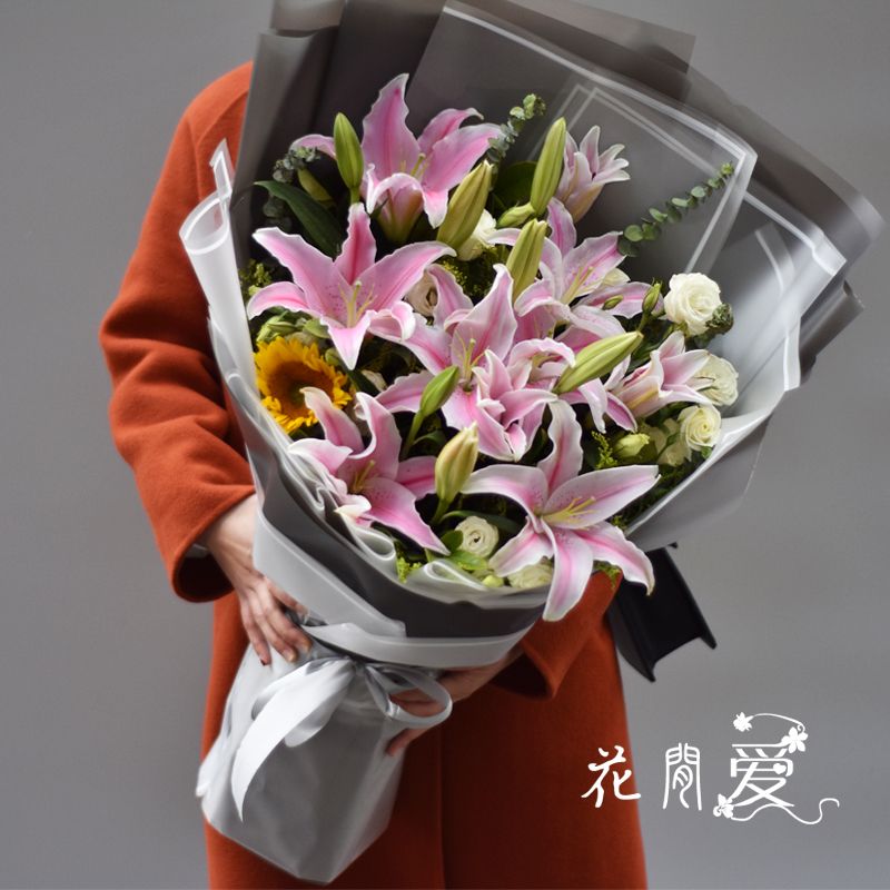 香水百合玫瑰花束鲜花速递广州同城北京深圳成都南京生日花送女友【2