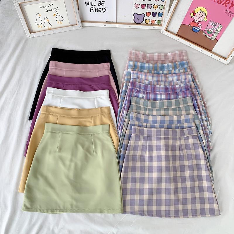 Summer new fashion college style high waist long skirt with legs showing and buttocks wrapping A-line skirt for female versatile students [finished on March 4]